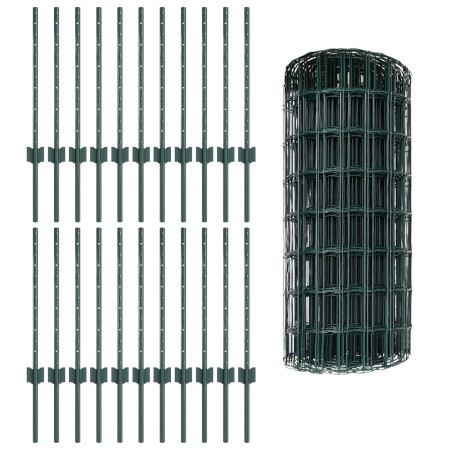 Cercado Euro con 22 postes U Verde 0,6x50 m Acero | Foro24.es | Tu tienda online para hogar, jardín y más Foro24.es
