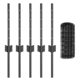 Cerca Euro con 5 Postes U Gris 0.4x10 m Acero de , Postes de cerca - Ref: Foro24-3336078, Precio: 39,05 €, Descuento: %