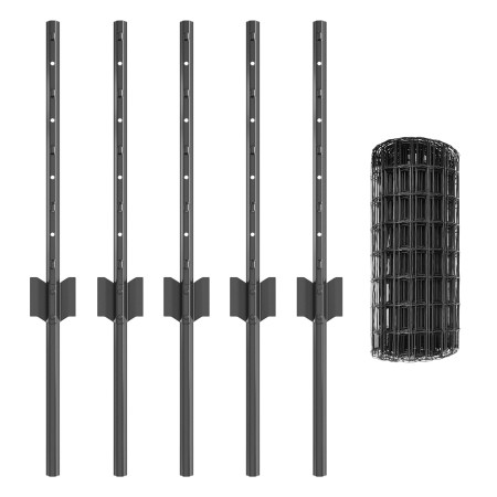 Cerca Euro con 5 Postes U Gris 0.4x10 m Acero de , Postes de cerca - Ref: Foro24-3336078, Precio: 39,05 €, Descuento: %