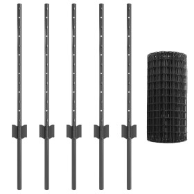 Cerca Euro con 5 postes U Gris 0.6x10 m de Acero de , Postes de cerca - Ref: Foro24-3336087, Precio: 45,42 €, Descuento: %