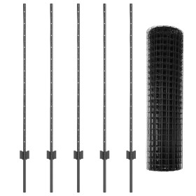 Valla Euro de con 10 postes en U Gris 1.2x10 m de Acero de , Postes de cerca - Ref: Foro24-3336090, Precio: 76,25 €, Descuent...