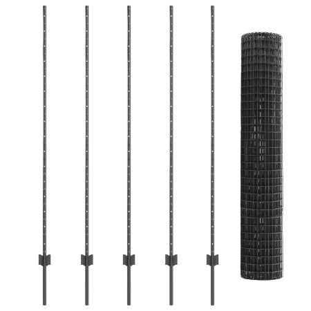 Cerca Euro con 10 postes U Gris 1.5x10 m Acero de , Postes de cerca - Ref: Foro24-3336092, Precio: 94,20 €, Descuento: %