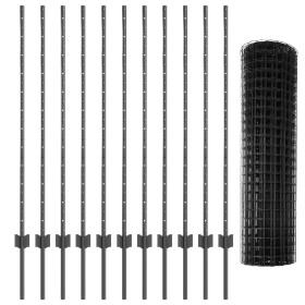 Cerca Euro de con 22 postes en U Gris 1.2x25 m de Acero de , Postes de cerca - Ref: Foro24-3336098, Precio: 173,36 €, Descuen...