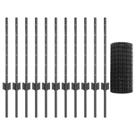 Cerca Euro de con 11 Postes U Gris 0.6x25 m de Acero de , Postes de cerca - Ref: Foro24-3336115, Precio: 75,71 €, Descuento: %