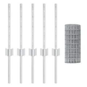 Cerca Euro con 5 postes en U Plata 0,4x10 m Acero de , Postes de cerca - Ref: Foro24-3336160, Precio: 49,01 €, Descuento: %