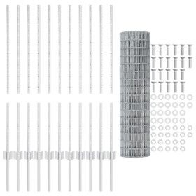 Cercas Euro con 22 postes U Plata 1x25 m Acero de , Postes de cerca - Ref: Foro24-3336194, Precio: 169,10 €, Descuento: %