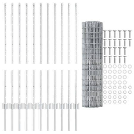 Cercas Euro con 22 postes U Plata 1x25 m Acero de , Postes de cerca - Ref: Foro24-3336194, Precio: 169,10 €, Descuento: %