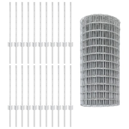 Cerca Euro con 11 postes en U Plata 0.6x50 m Acero de , Postes de cerca - Ref: Foro24-3336213, Precio: 137,56 €, Descuento: %