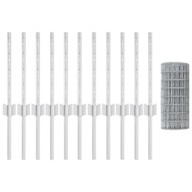Cerca Euro con 11 Postes en Plata 0,4x25 m Acero de , Postes de cerca - Ref: Foro24-3336222, Precio: 95,07 €, Descuento: %
