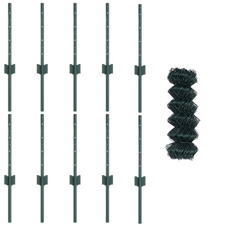 Cerco de Malla Eslabonada  con 10 Postes U Verde 0.4x10 m Acero | Foro24.es | Tu tienda online para hogar, jardín y más Foro24.es