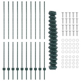 Cerca de Cadena con 10 postes U Verde 1.5x10 m Acero de , Postes de cerca - Ref: Foro24-3336235, Precio: 143,35 €, Descuento:...