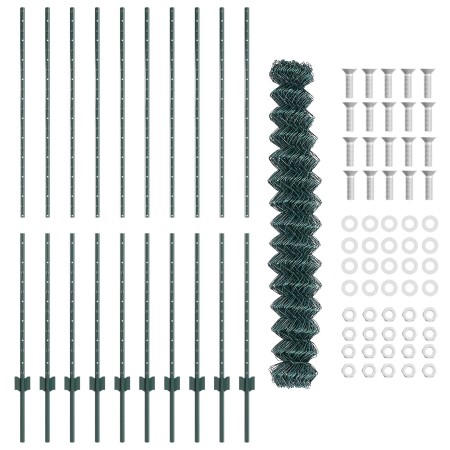 Cerca de Eslabones de Cadena  con 10 Poste U Verde 1.6x10 m Acero | Foro24.es | Tu tienda online para hogar, jardín y más Foro24.es