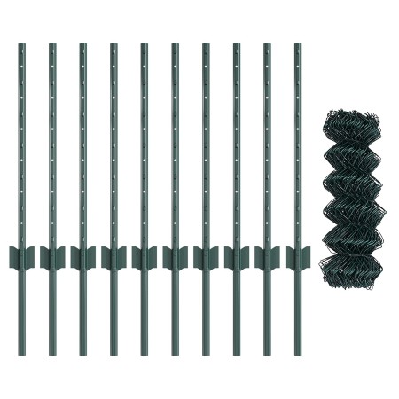 Cerca de Eslabones de Cadena con 10 Postes U Verde 0.6x10 m Acero de , Postes de cerca - Ref: Foro24-3336238, Precio: 75,09 €...