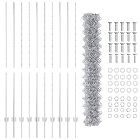 Cerca de Cadena con 20 Postes U Plateado 1.6x10 m Acero de , Postes de cerca - Ref: Foro24-3336300, Precio: 131,85 €, Descuen...