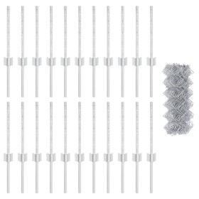 Cerca de Cadena con 22 postes en U Plateada 0.4x25 m Acero de , Postes de cerca - Ref: Foro24-3336301, Precio: 112,06 €, Desc...
