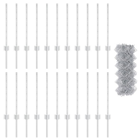 Cerca de Cadena con 22 Postes en Plata 0.6x25 m de Acero de , Postes de cerca - Ref: Foro24-3336302, Precio: 141,04 €, Descue...