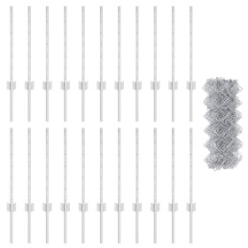Cerca de Malla con 22 postes U Plateada 0.6x25 m Acero de , Postes de cerca - Ref: Foro24-3336305, Precio: 119,29 €, Descuent...