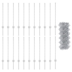 Conjunto de Cerca de Jardín Conjunto de 2 Acero galvanizado Grande de , Postes de cerca - Ref: Foro24-3336306, Precio: 131,78...