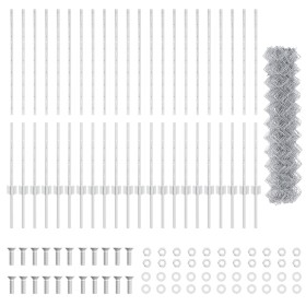 Valla de eslabones de cadena con 44 postes en plata 1.2m x 25m de acero de , Postes de cerca - Ref: Foro24-3336308, Precio: 2...