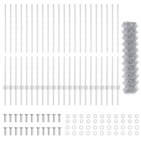 Valla de eslabones de cadena con 44 postes en plata 1.2m x 25m de acero de , Postes de cerca - Ref: Foro24-3336308, Precio: 2...