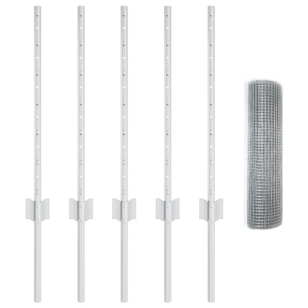Juego de Vallas de Jardín Pack de 2 Plata galvanizada de , Postes de cerca - Ref: Foro24-3336316, Precio: 41,78 €, Descuento: %