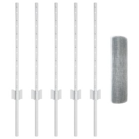 Cerca de Alambre Soldado con 5 postes U Plata 0.6x10 m Acero de , Postes de cerca - Ref: Foro24-3336318, Precio: 44,26 €, Des...