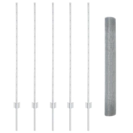 Cerca de Alambre Soldado con 10 Postes U Plata 1.2x10 m Acero de , Postes de cerca - Ref: Foro24-3336332, Precio: 58,83 €, De...