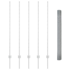 Cerca de Alambre Soldado con 10 Postes en Plata 1.4x10 m Acero de , Postes de cerca - Ref: Foro24-3336334, Precio: 69,82 €, D...