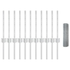 Cerca de Alambre Soldado con 11 Postes en U Plata 0.4x25 m Acero de , Postes de cerca - Ref: Foro24-3336347, Precio: 58,08 €,...