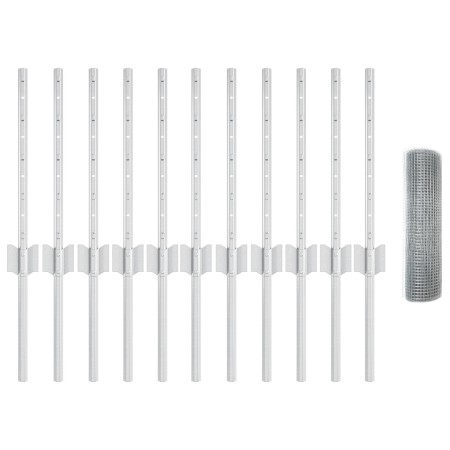 Cerca de Alambre Soldado con 11 Postes en U Plata 0.4x25 m Acero de , Postes de cerca - Ref: Foro24-3336347, Precio: 58,08 €,...