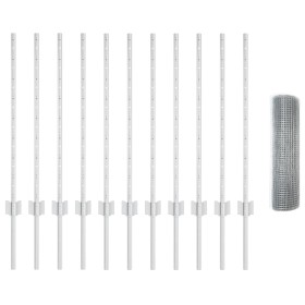 Cerca de Alambre Soldado con 11 Postes en Plata 0.8x25 m de Acero de , Postes de cerca - Ref: Foro24-3336359, Precio: 92,66 €...