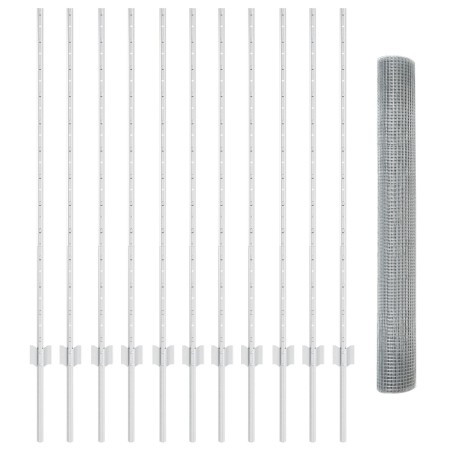 Cerca de Alambre Soldado con 22 Postes U Plata 1.2x25 m Acero de , Postes de cerca - Ref: Foro24-3336366, Precio: 115,62 €, D...