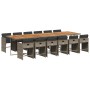 Set comedor de jardín con cojines 13 pzas ratán sintético gris en Conjuntos de jardín | Comprar online en Foru.es