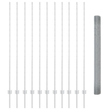 Cerca de Alambre Soldado con 22 Postes en U Plata 1.5x25 m Acero de , Postes de cerca - Ref: Foro24-3336375, Precio: 147,77 €...
