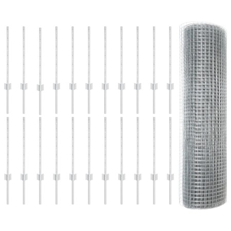 Cerca de Alambre Soldado con 22 Postes en Plata 0.5x50 m Acero de , Postes de cerca - Ref: Foro24-3336383, Precio: 136,75 €, ...