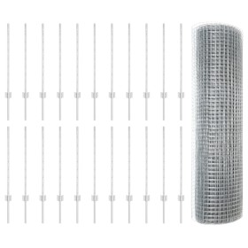 Cerca de Alambre Soldado con 22 Postes U Plata 0.8x50 m Acero de , Postes de cerca - Ref: Foro24-3336391, Precio: 178,61 €, D...