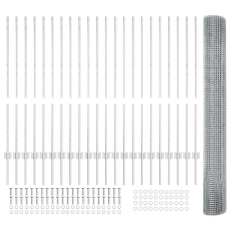 Cerca de Alambre Soldado con 44 Posts en U Plata 1.2x50 m Acero de , Postes de cerca - Ref: Foro24-3336399, Precio: 246,65 €,...