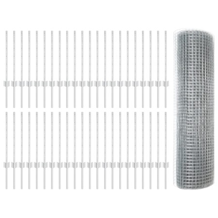Cerca de Alambre Soldado  con 5 Postes Plata 0.5x100 m Acero | Foro24.es | Tu tienda online para hogar, jardín y más Foro24.es