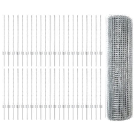 Cerca de Alambre Soldado con 44 postes en U Plateado 0.8x100 m Acero de , Postes de cerca - Ref: Foro24-3336426, Precio: 339,...