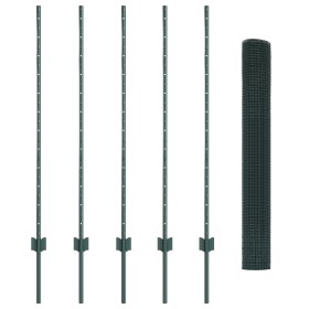 Cerca de Alambre Soldado con 5 Postes U Verde 1.2x10 m Acero de , Postes de cerca - Ref: Foro24-3336451, Precio: 54,70 €, Des...