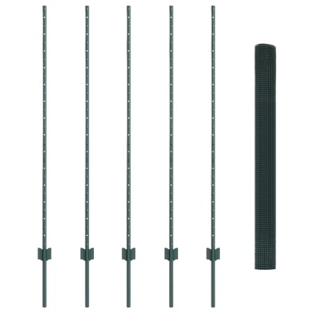 Cerco de Alambre Soldado  con 5 Pilonas U Verde 1.4x10 m Acero | Foro24.es | Tu tienda online para hogar, jardín y más Foro24.es