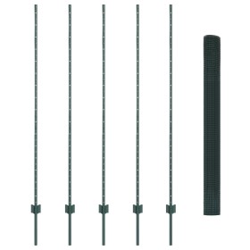Cerca de Alambre Soldado con 5 Postes en Verde 1.6x10 m de Acero de , Postes de cerca - Ref: Foro24-3336462, Precio: 74,74 €,...