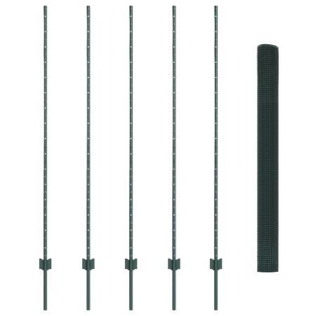Cerca de Alambre Soldado con 5 Postes en Verde 1.6x10 m de Acero de , Postes de cerca - Ref: Foro24-3336462, Precio: 74,74 €,...