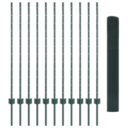 Cerca Soldada  con 11 Postes en U Verde 1.2x25 m de Acero | Foro24.es | Tu tienda online para hogar, jardín y más Foro24.es