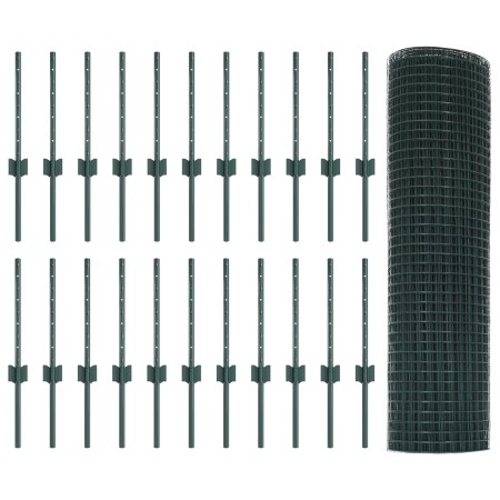 Cerca de Alambre Soldado con 22 Postes en U Verde 0.4x50 m Acero de , Postes de cerca - Ref: Foro24-3336498, Precio: 107,29 €...