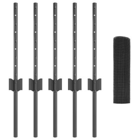 Cerca de Alambre Soldado con 5 Postes en U Gris 0.4x10 m de Acero de , Postes de cerca - Ref: Foro24-3336548, Precio: 36,77 €...