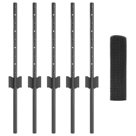 Cerca de Alambre Soldado con 5 Postes U Gris 0.4x10 m de Acero de , Postes de cerca - Ref: Foro24-3336549, Precio: 31,35 €, D...