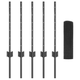 Valla de Alambre Soldado con 5 postes en U Gris 0.6x10 m Acero de , Postes de cerca - Ref: Foro24-3336557, Precio: 41,72 €, D...