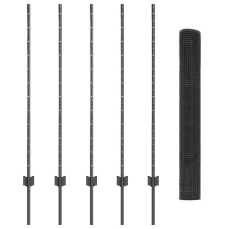 Cerca de Alambre Soldado con 10 Postes en Gris 1.2x10 m de Acero de , Postes de cerca - Ref: Foro24-3336567, Precio: 58,88 €,...