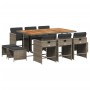 Set de comedor de jardín 11 pzas y cojines ratán sintético gris en Conjuntos de jardín | Comprar online en Foru.es